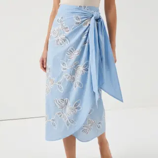 Pamutvászon EMBROIDERY Loom En Light baby blue