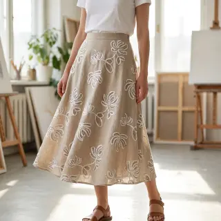 Pamutvászon EMBROIDERY Loom En Light natural