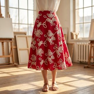 Pamutvászon EMBROIDERY Loom En Light red