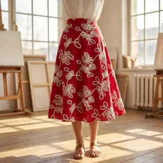 Pamutvászon EMBROIDERY Loom En Light red