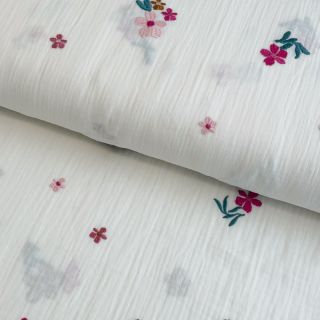 Dupla géz/muszlin EMBROIDERY Flowers MIA camel