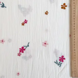 Dupla géz/muszlin EMBROIDERY Flowers MIA camel