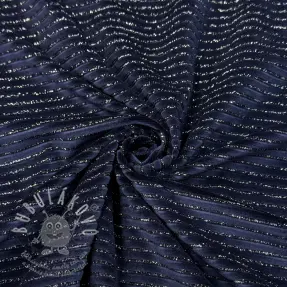 Elasztikus bársony anyag VELVET LUREX Stripe marine