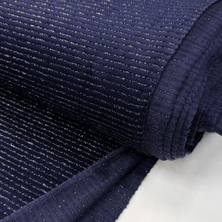 Elasztikus bársony anyag VELVET LUREX Stripe marine