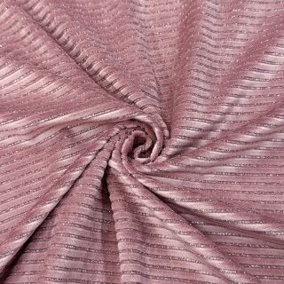 Elasztikus bársony anyag VELVET LUREX Stripe pink