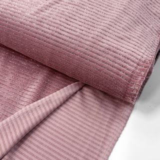Elasztikus bársony anyag VELVET LUREX Stripe pink