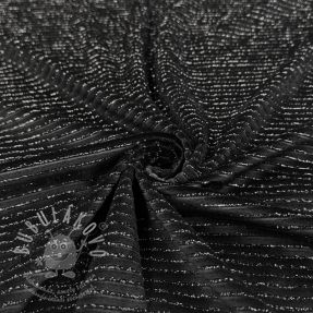 Elasztikus bársony anyag VELVET LUREX Stripe black
