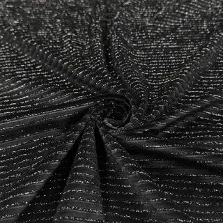 Elasztikus bársony anyag VELVET LUREX Stripe black