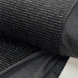 Elasztikus bársony anyag VELVET LUREX Stripe black