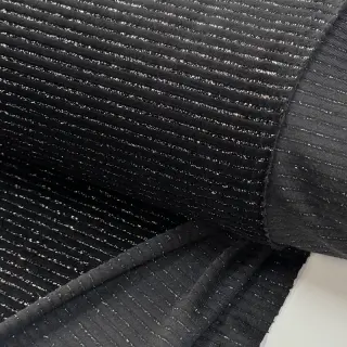 Elasztikus bársony anyag VELVET LUREX Stripe black