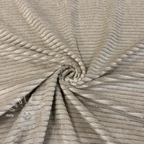 Elasztikus bársony anyag VELVET LUREX Stripe beige