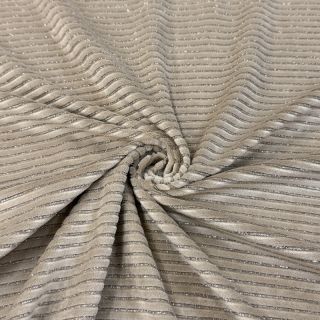 Elasztikus bársony anyag VELVET LUREX Stripe beige