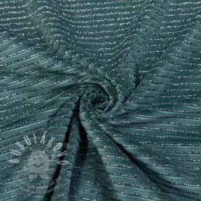 Elasztikus bársony anyag VELVET LUREX Stripe forest green