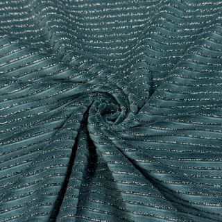Elasztikus bársony anyag VELVET LUREX Stripe forest green