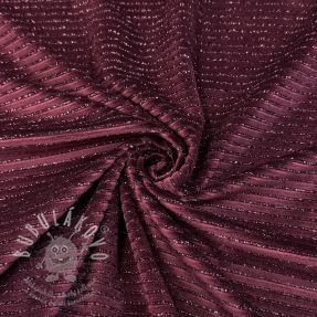 Elasztikus bársony anyag VELVET LUREX Stripe bordeaux