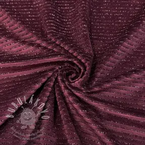 Elasztikus bársony anyag VELVET LUREX Stripe bordeaux