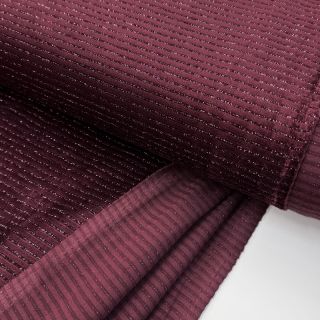 Elasztikus bársony anyag VELVET LUREX Stripe bordeaux