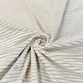 Elasztikus bársony anyag VELVET LUREX Stripe off white