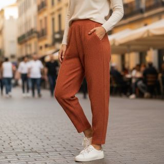 Pulóver anyag WAFFLE BIG KNIT rust