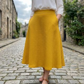 Pulóver anyag WAFFLE BIG KNIT ochre