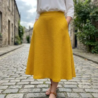 Pulóver anyag WAFFLE BIG KNIT ochre