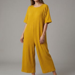 Pulóver anyag WAFFLE BIG KNIT ochre