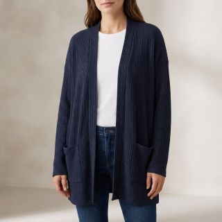 Pulóver anyag WAFFLE BIG KNIT navy