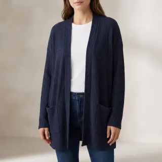 Pulóver anyag WAFFLE BIG KNIT navy