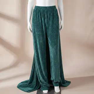 Elasztikus bársony anyag VELVET LUREX Stripe forest green