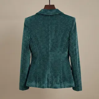 Elasztikus bársony anyag VELVET LUREX Stripe forest green
