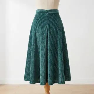 Elasztikus bársony anyag VELVET LUREX Stripe forest green