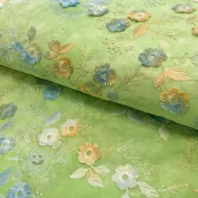 Pamutvászon TIE DYE EMBROIDERY Poppy design V