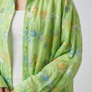 Pamutvászon TIE DYE EMBROIDERY Poppy design V