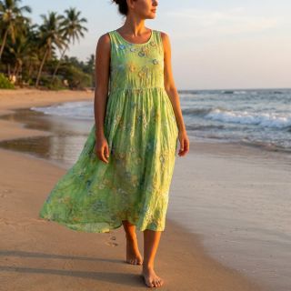 Pamutvászon TIE DYE EMBROIDERY Poppy design V