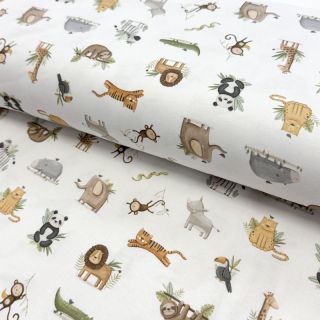 Jersey Animals white digital print ORGANIC