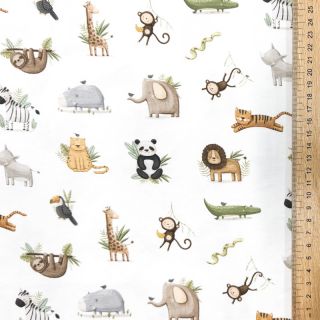Jersey Animals white digital print ORGANIC