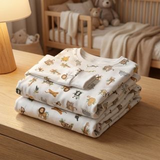 Jersey Animals white digital print ORGANIC