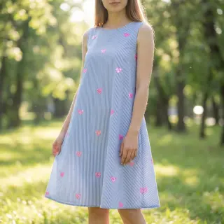 Pamutvászon Stripes Sequins Hearts blue