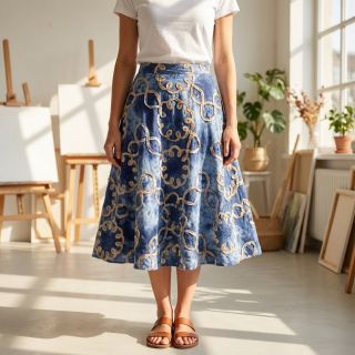 Pamutvászon TIE DYE EMBROIDERY Elise tape design D