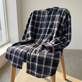 Scottish Check YARN DYED BRUSHED navy