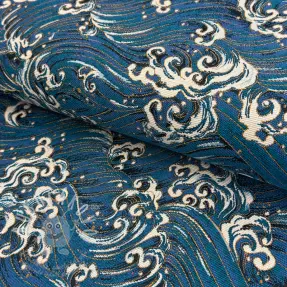 Dekorációs anyag jacquard Swell allover bleu