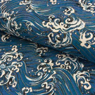 Dekorációs anyag jacquard Swell allover bleu