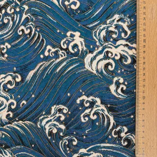 Dekorációs anyag jacquard Swell allover bleu