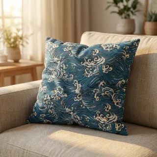 Dekorációs anyag jacquard Swell allover bleu