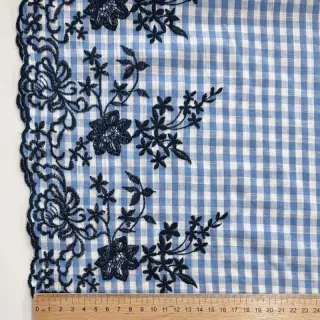 Pamutvászon CHECKS ONE-SIDE BORDER blue