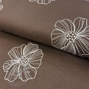 Viszkóz lenvászonnal EMBROIDERY Flower Maya brown