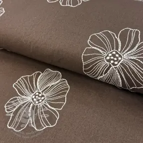 Viszkóz lenvászonnal EMBROIDERY Flower Maya brown