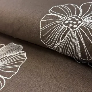 Viszkóz lenvászonnal EMBROIDERY Flower Maya brown