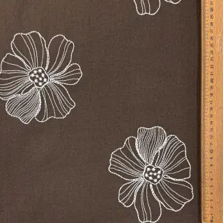 Viszkóz lenvászonnal EMBROIDERY Flower Maya brown