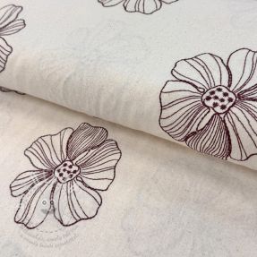 Viszkóz lenvászonnal EMBROIDERY Flower Maya natural